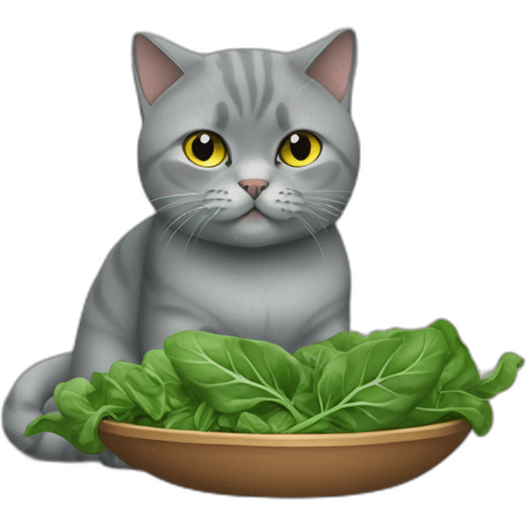 british shorthair cat eating spinach emoji