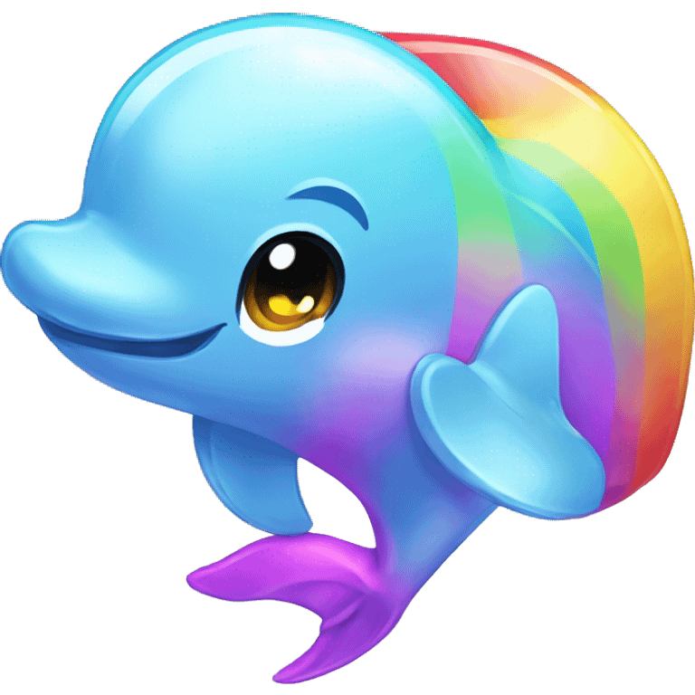 Kawaii Rainbow chrome dolphin wearing rainbow shirt   emoji