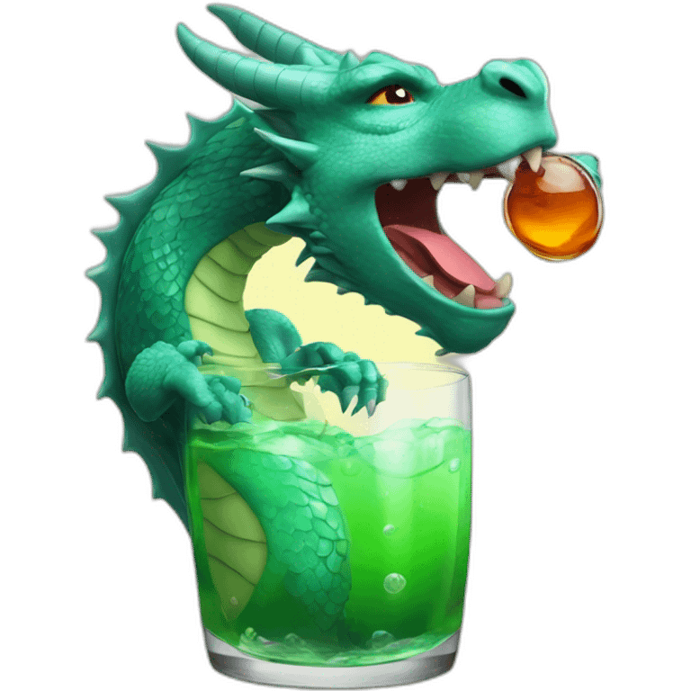 Un dragon qui boit un verre emoji