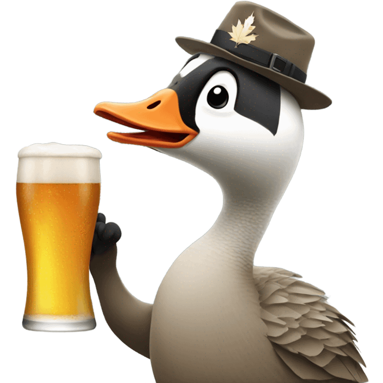 Canadian goose holding a beer emoji