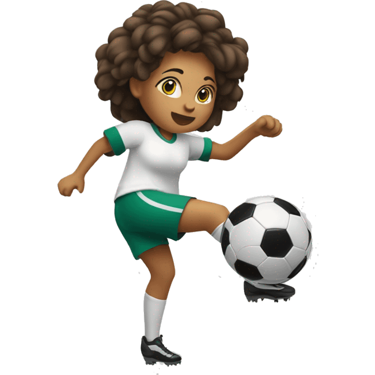 blod girl kicking a soccer ball in the air emoji