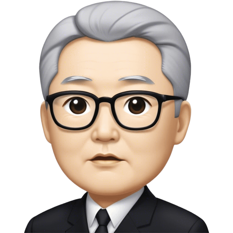 Grey haired Kim il sung wearing black emoji