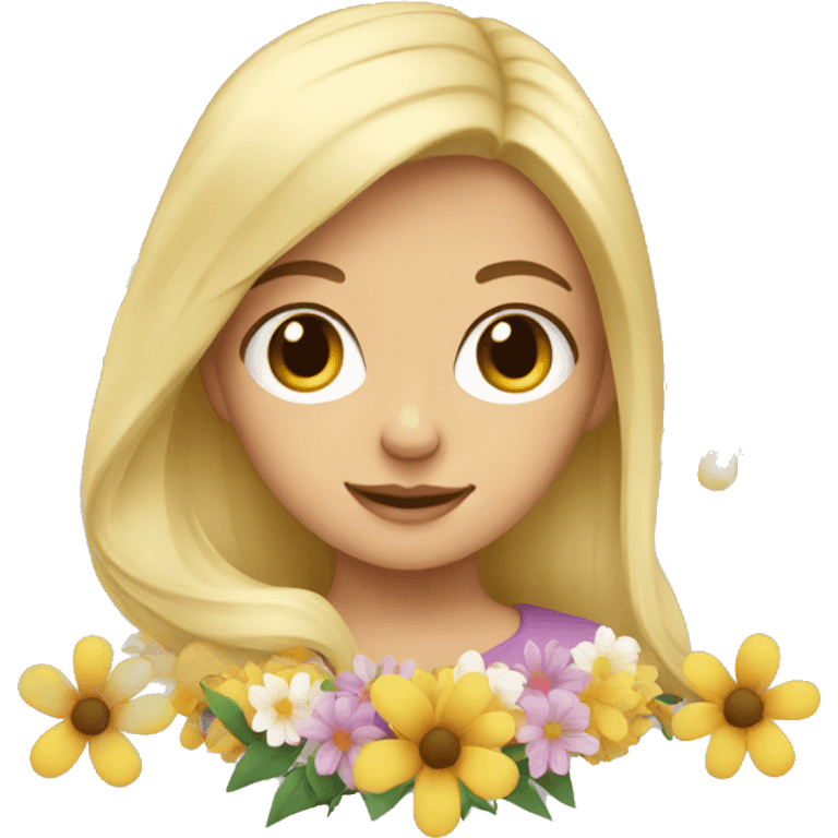 Blonde girl with flowers  emoji