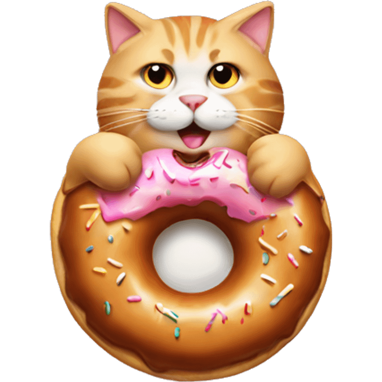 fat cat eating donut emoji