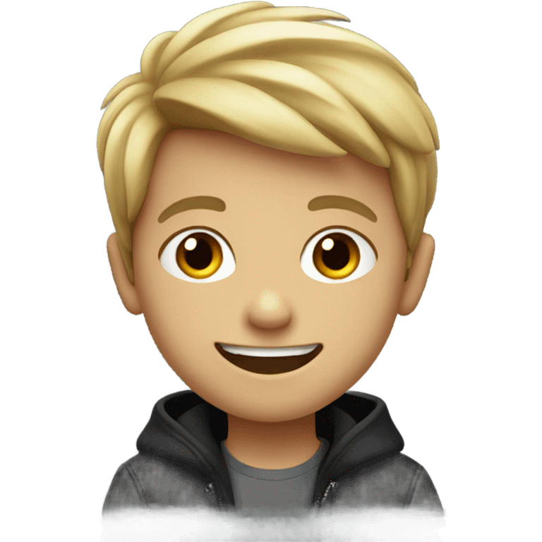 smiling boy in black jacket emoji