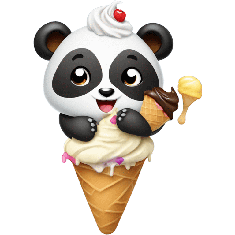 Panda eating ice cream emoji