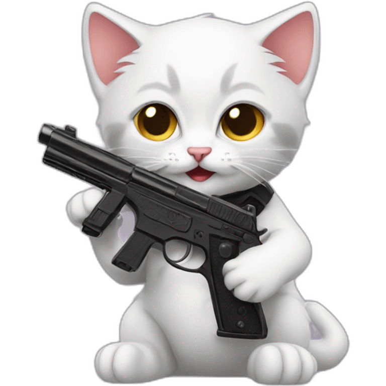 Kitten with a gun emoji