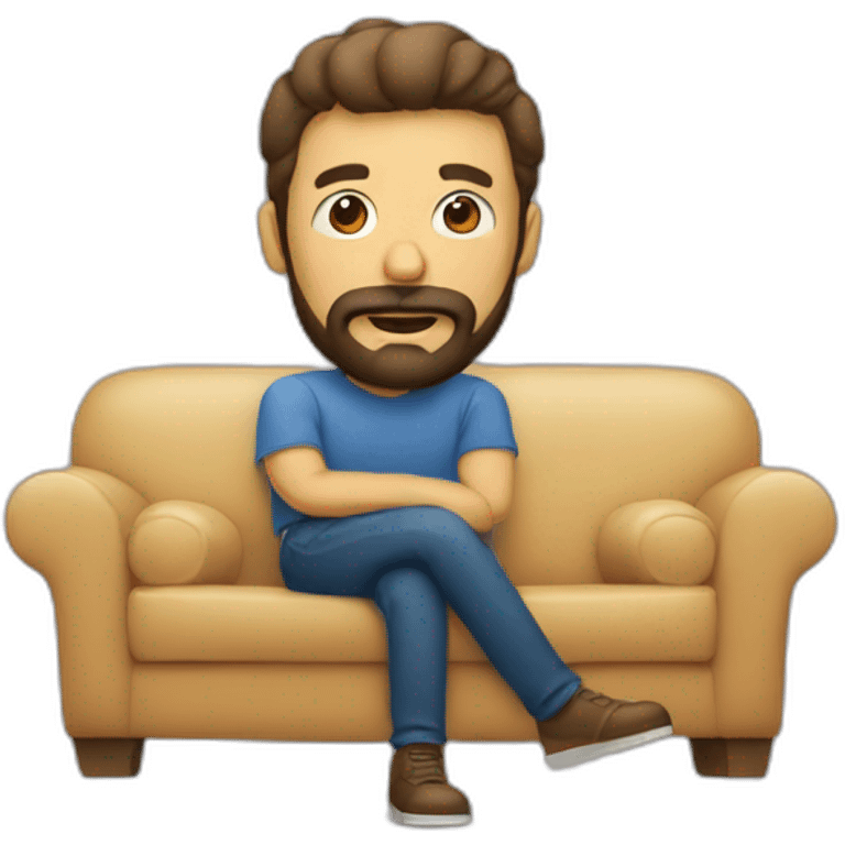 Hombre barba sentado en sofá emoji