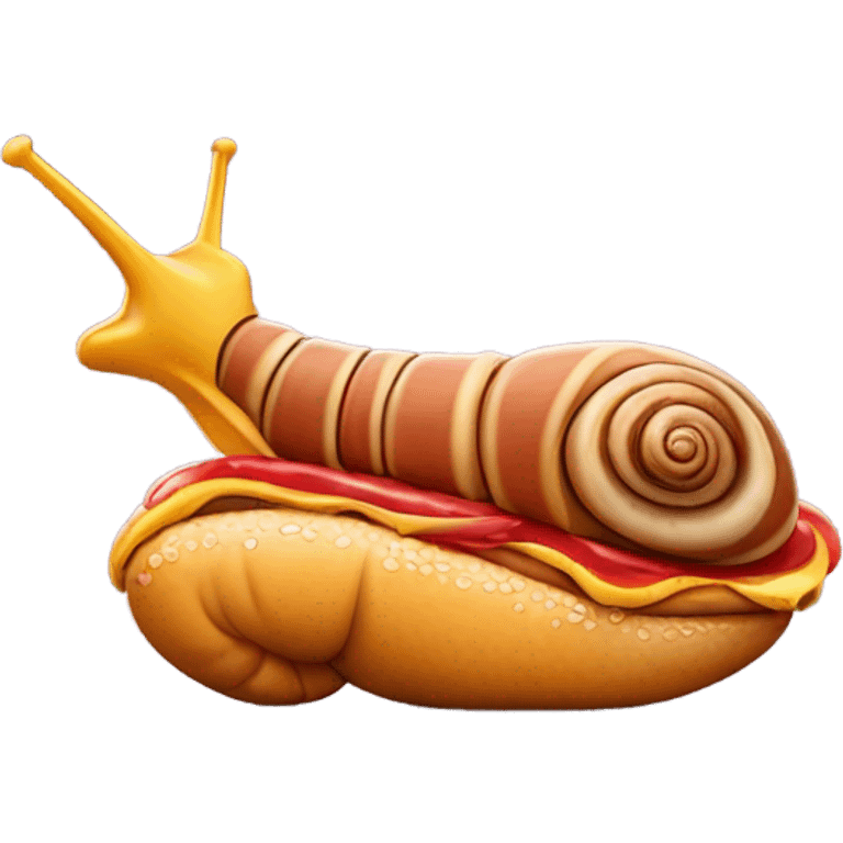 snail eating hotdog emoji