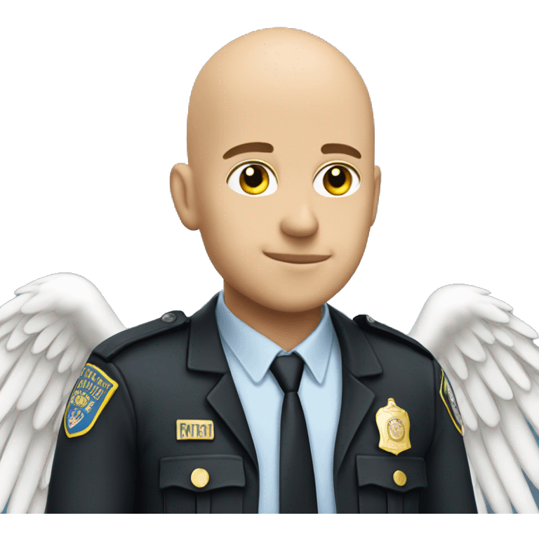 A White Police man bald with Big ANGEL WINGS emoji