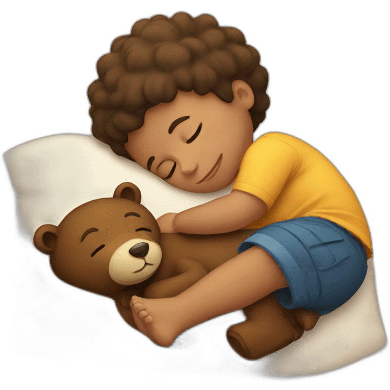 boy sleeping on a bear emoji