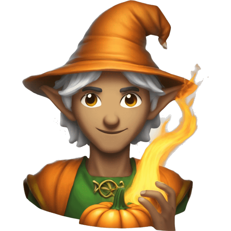 pumkin elf male casting a spell emoji