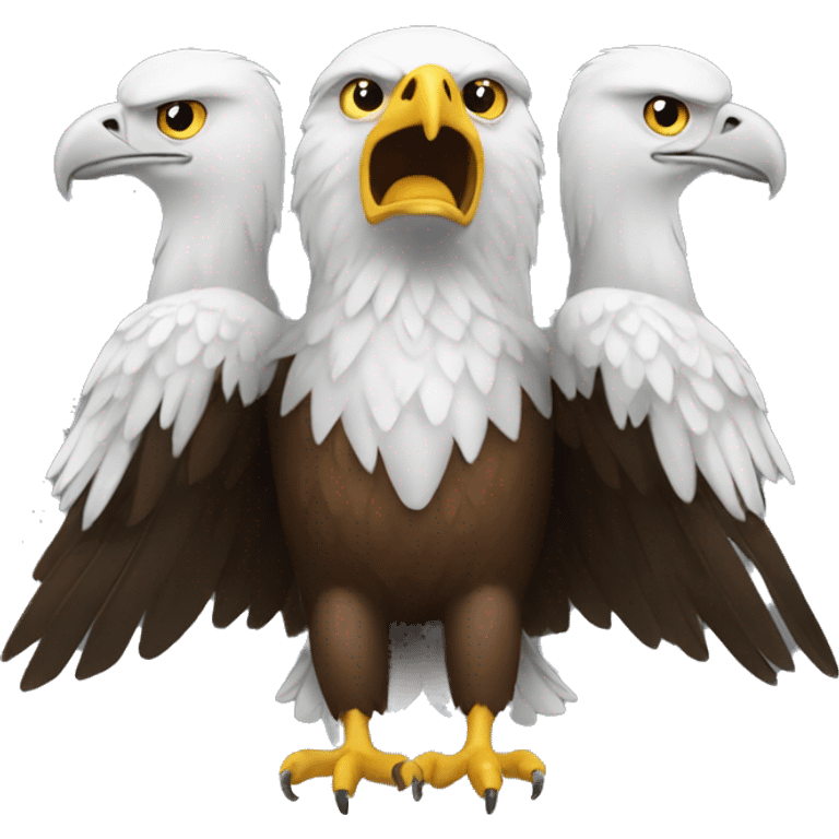 An eagle transporting two heads  emoji