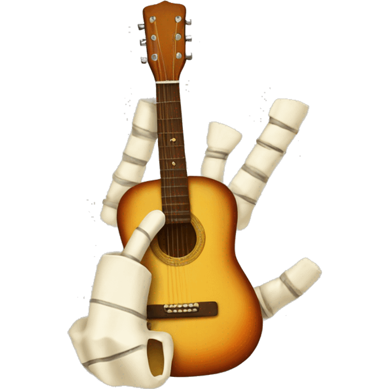 broken arm bone near a guitar emoji