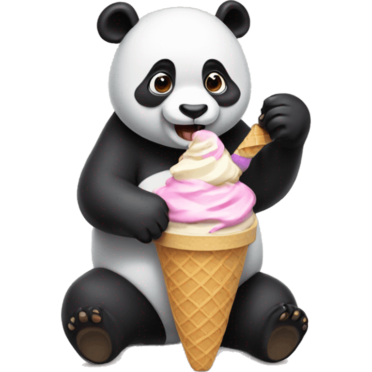 Panda eating ice cream emoji