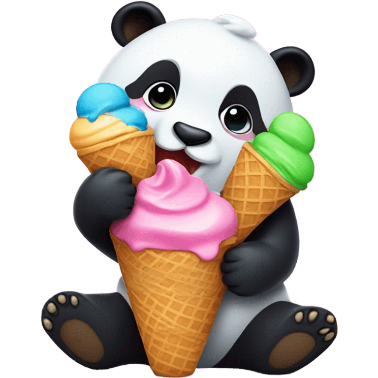 Panda eating ice cream emoji