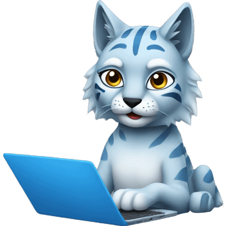 A blue lynx with a laptop emoji