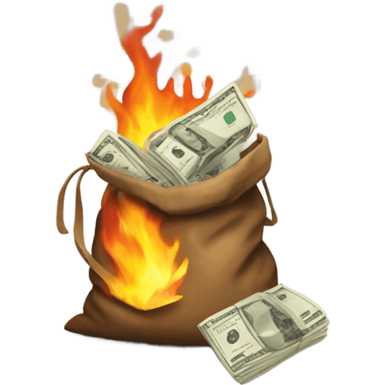 Bag of money on fire emoji