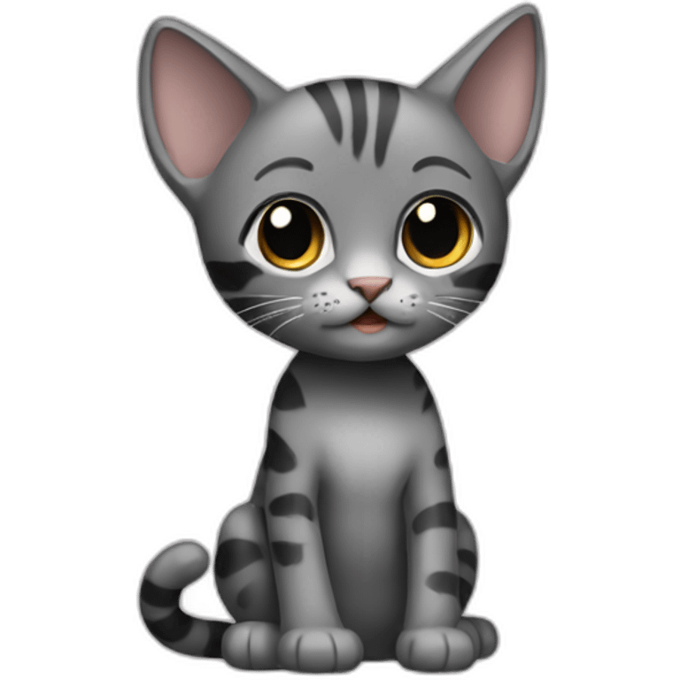 full body grey and black playing baby skinny cat emoji