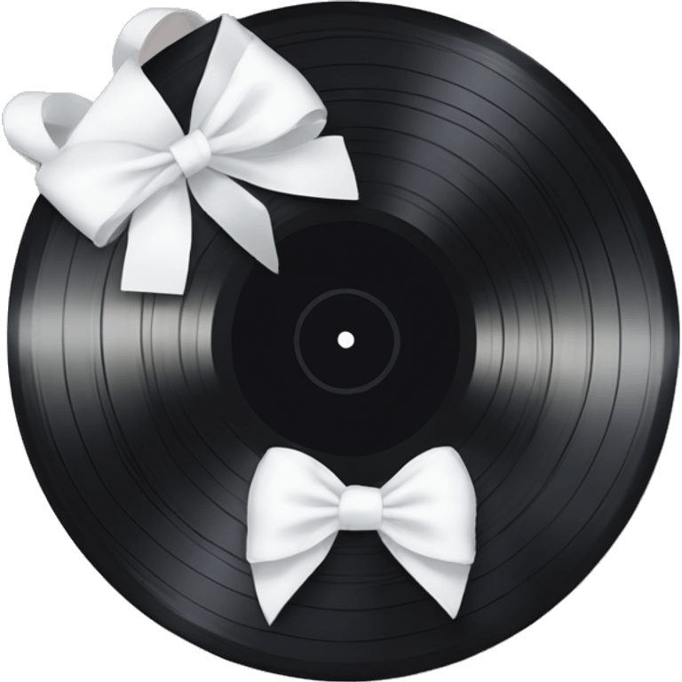 vinyl record with white bow emoji