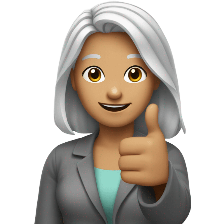 Grey hair girl with thumb up emoji