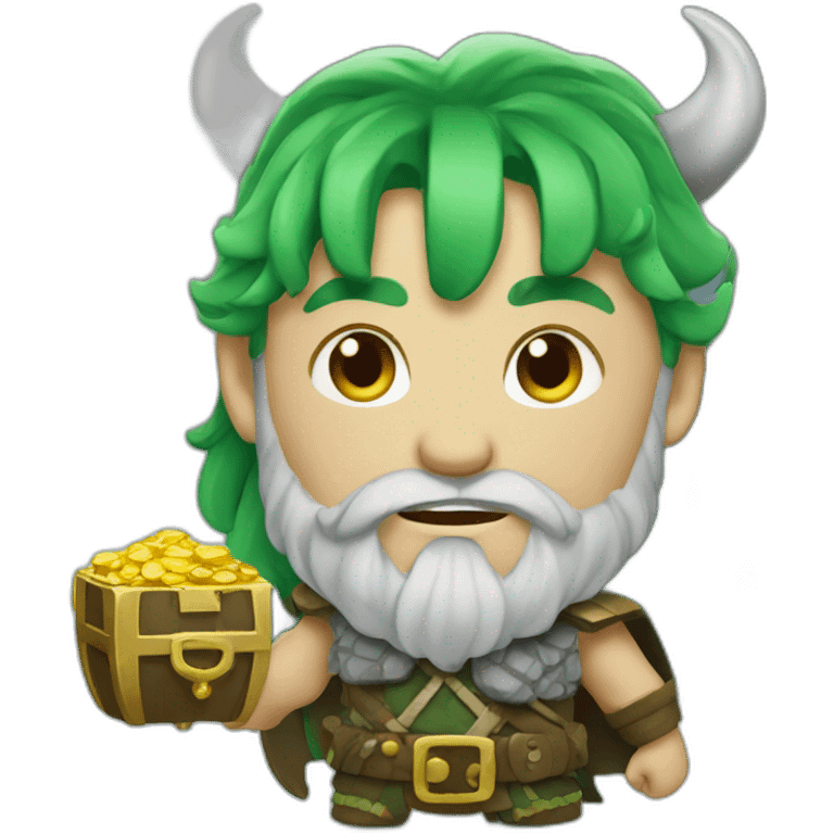 Green Haired Viking with Treasure emoji