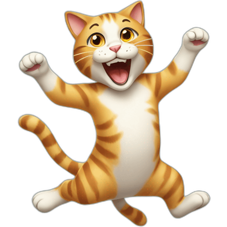 Happy cat jumping standing up emoji