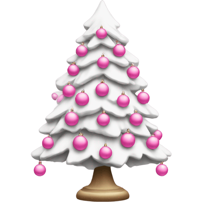 White Christmas tree with pink little ornament balls emoji