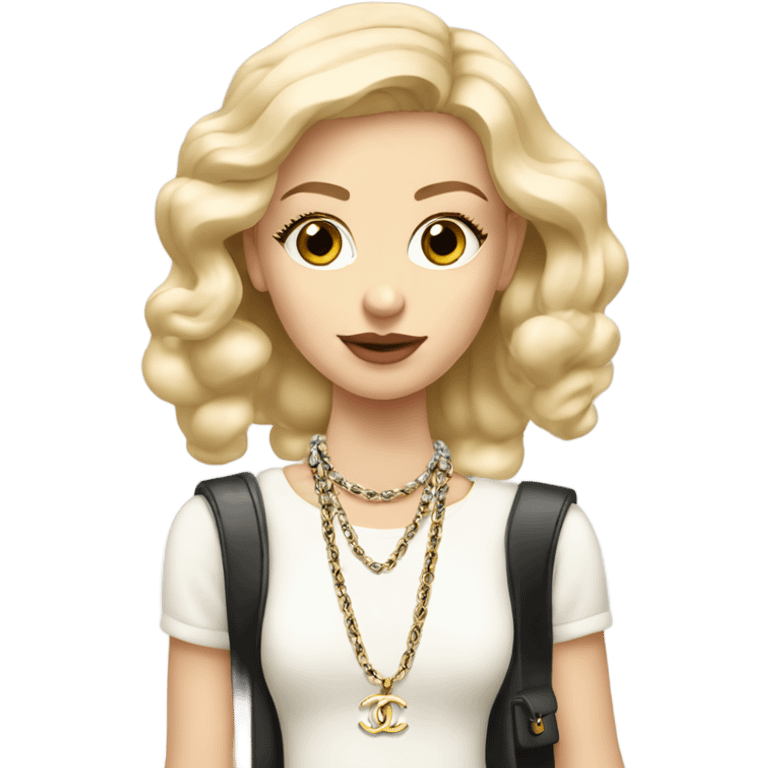 Blonde Chanel Slavic Girl with chanel bag and Chanel necklace emoji