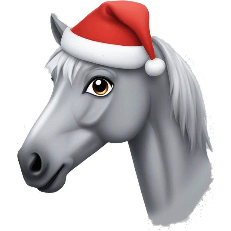 Grey horse with Santa hat emoji