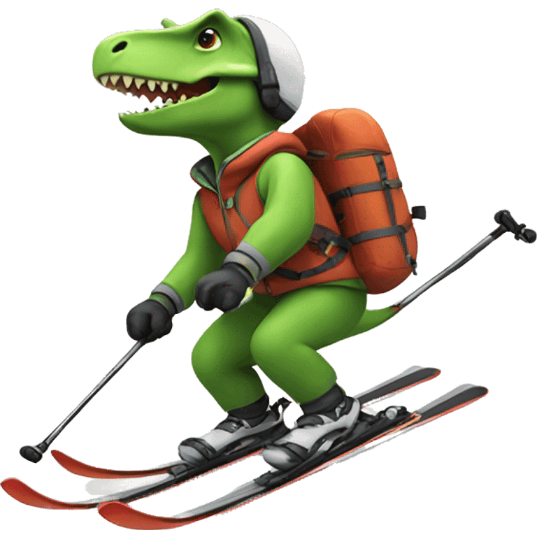 Dino skiing emoji