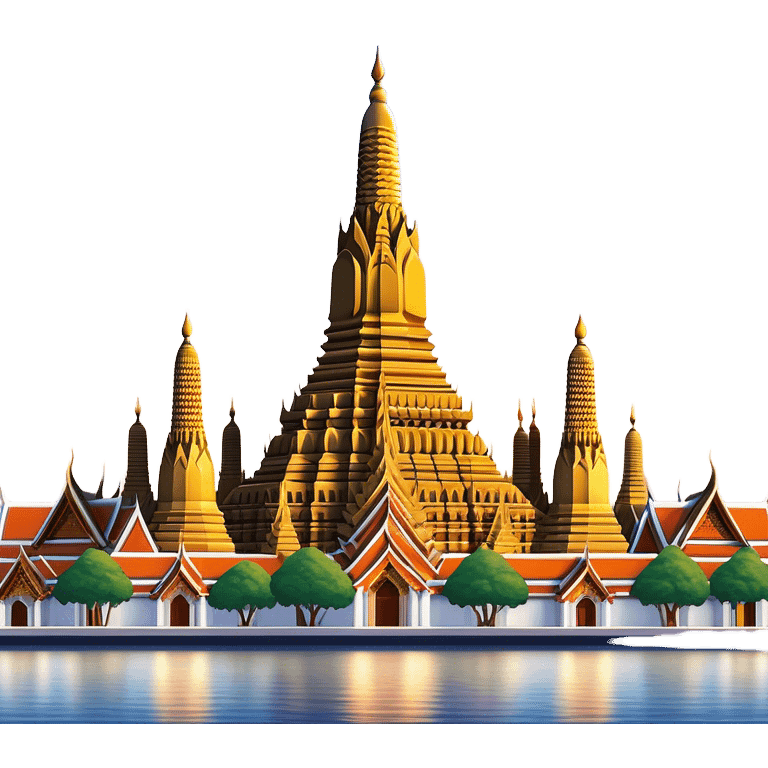 Cinematic Realistic Wat Arun Landmark Emoji, depicted with majestic temple spires illuminated against twilight rendered with intricate detail and soft, ethereal lighting. emoji