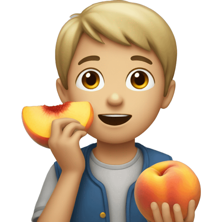 Boy eating peaches emoji