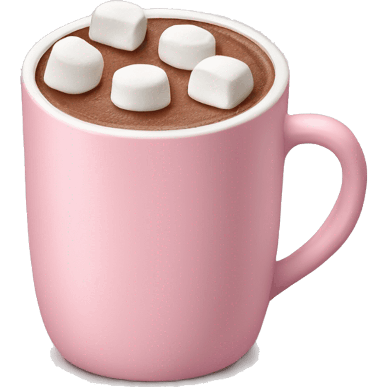 Light Pink mug of hot chocolate with marshmallows  emoji