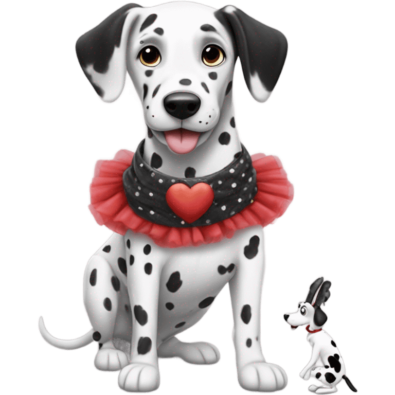 A Dalmatian doing ballet eating rabbits emoji