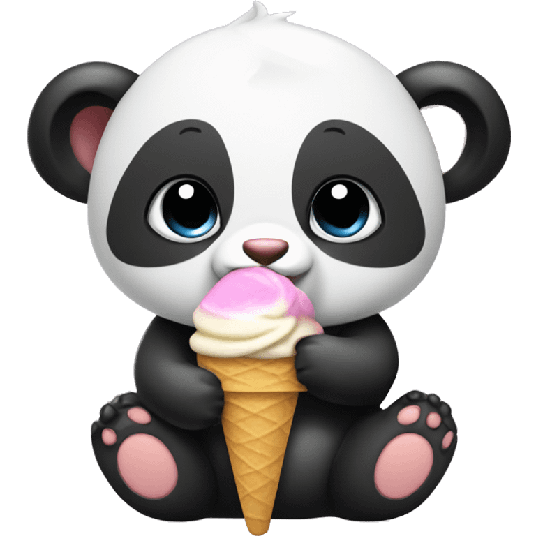 Baby panda eating ice cream  emoji