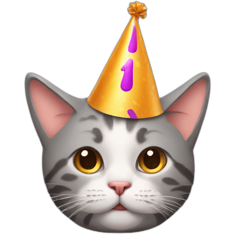 tired cat wearing a party hat emoji