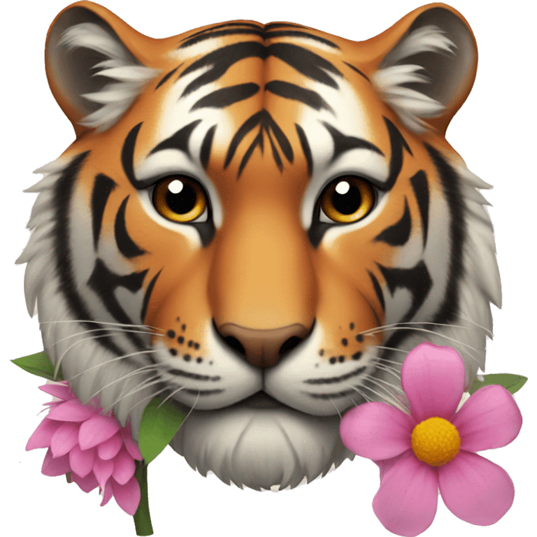 Tiger with flower  emoji