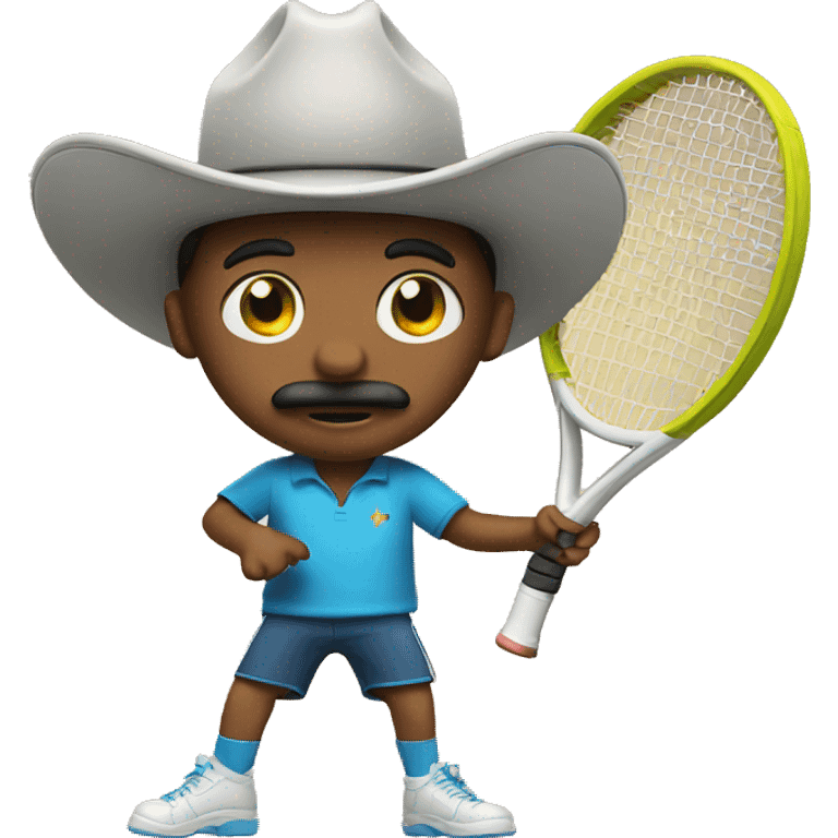 boy with cowboy hat and mustache playing tennis emoji