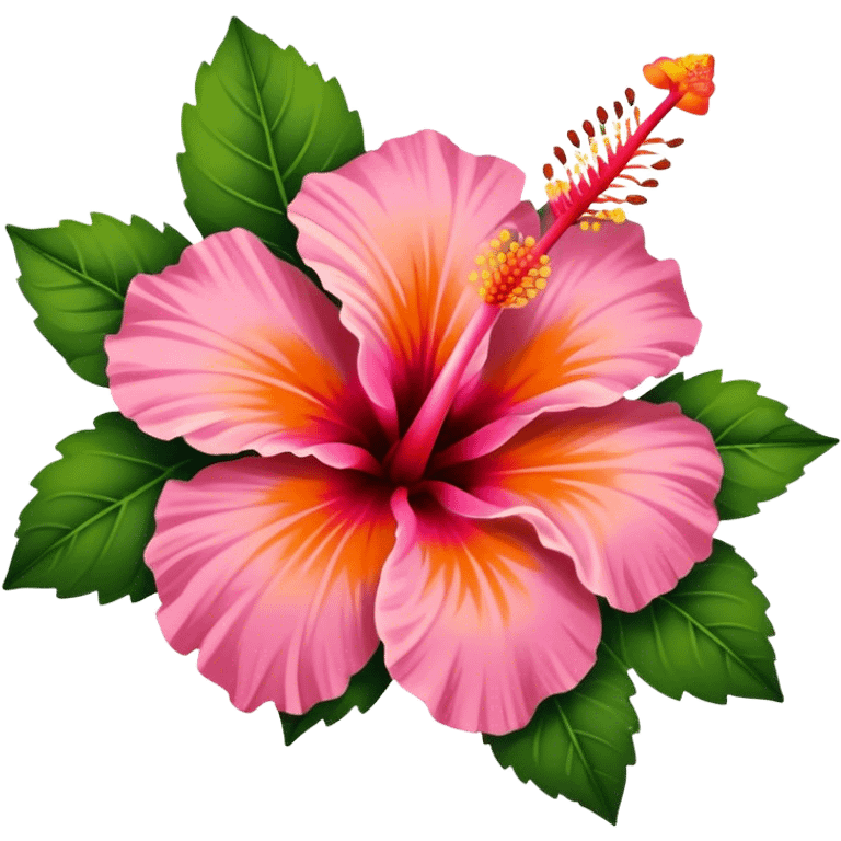 Pink and orange Hibiscus flower emoji