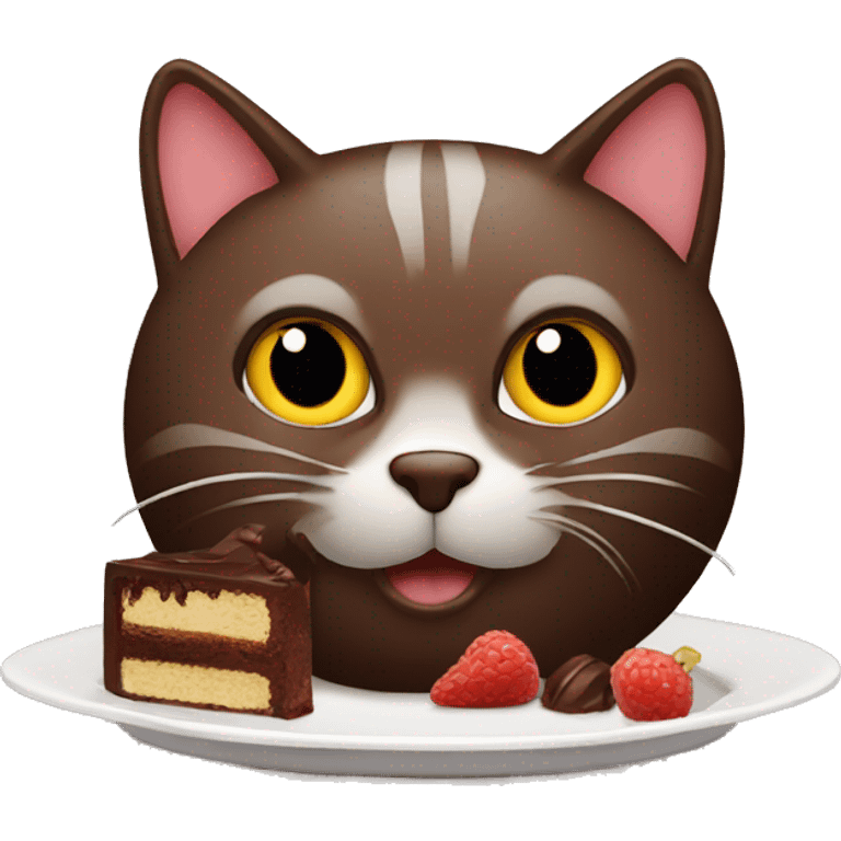 a cat eating a chocolate cake emoji