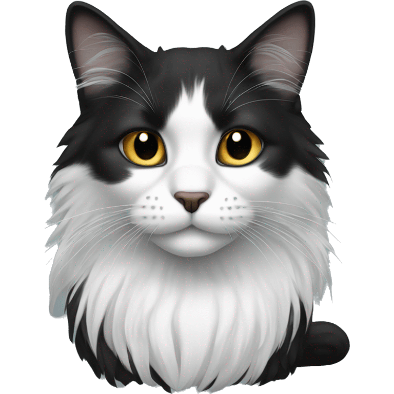 black and white cat long haired emoji