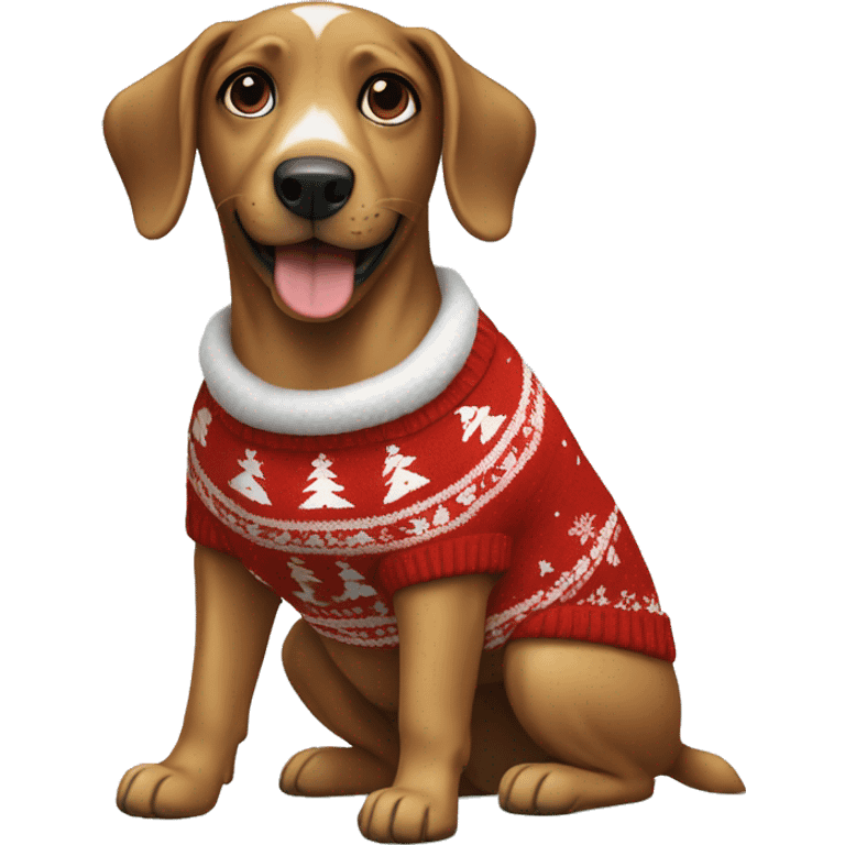 dog wearing a christmas sweater emoji