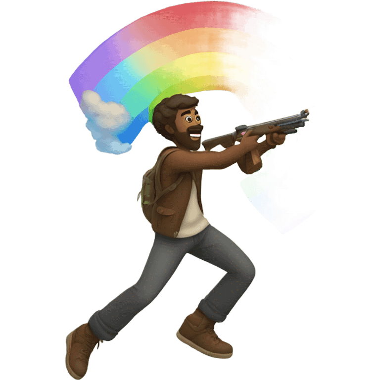 Guy shooting rainbows emoji