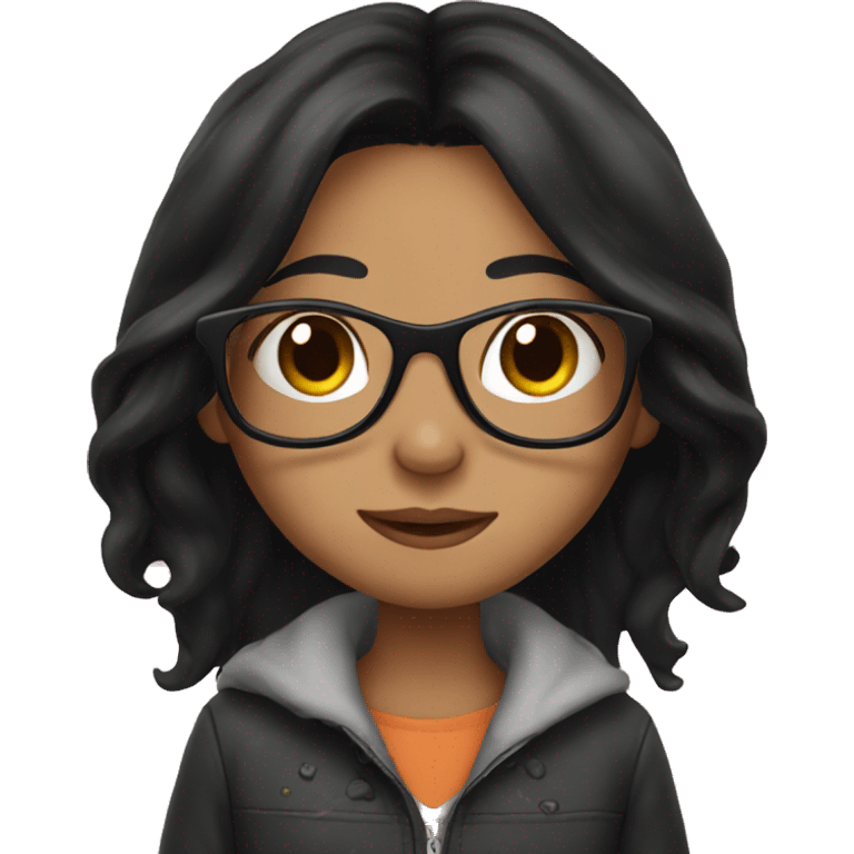 Girl with long black hair and glasses emoji