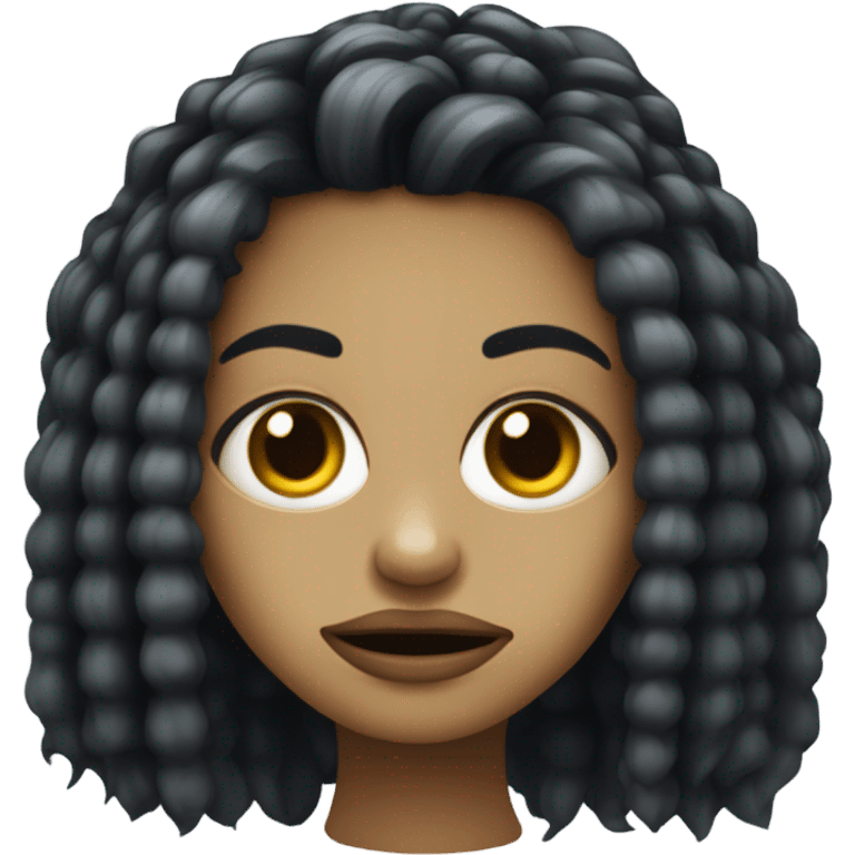 garota bonita zumbi de franja e cabelo medio preto emoji