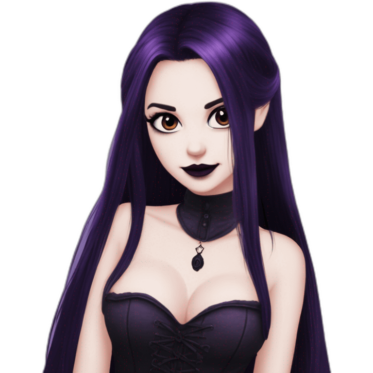 Elissabat -long-hair-dark-plumpurple-and-black-vampire-goth-makeup-pinkeyes-romanticgothcloses- emoji