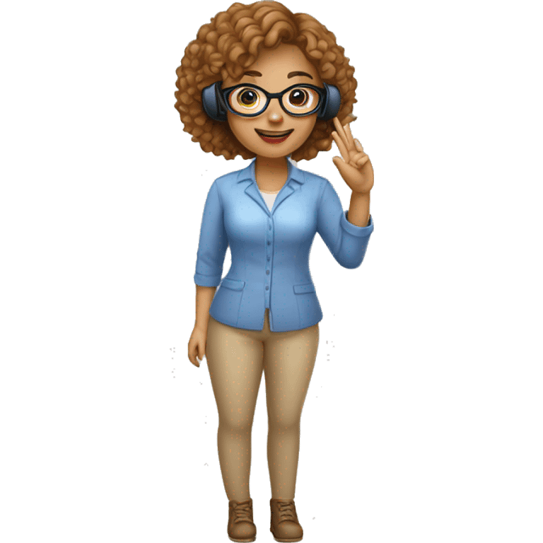 call center girl with glasses, raising her hand to say goodbye, light skin emoji