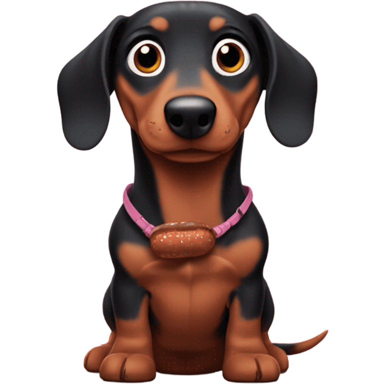 fictional character Stitch with two dachshund sausage dogs emoji