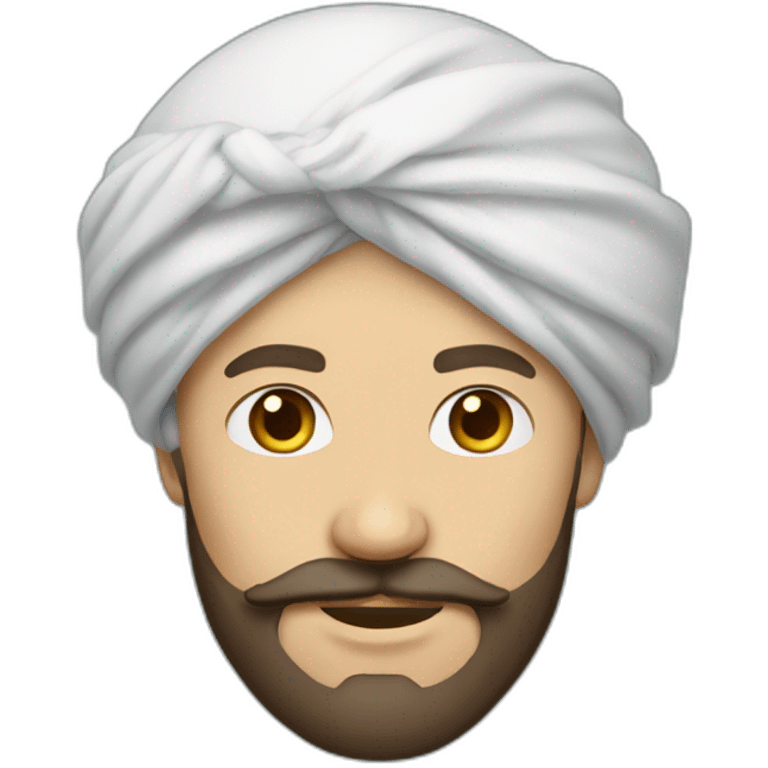 white man wearing big turban + dark brown beard emoji